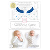 Transitional Swaddle Sack  - Arms Up 1/2-Length Sleeves & Mitten Cuffs, Tiny Triangles, Blues with Touch of Silver  Shimmer