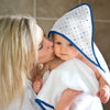 Muslin + Terry Hooded Towel - Tiny Triangle Shimmer, Blue