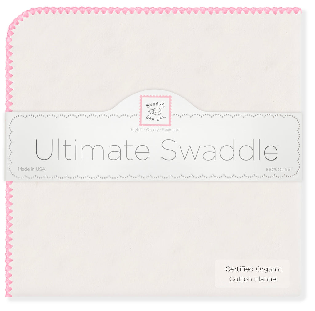 Organic Ultimate Swaddle Blanket - Pink Trim