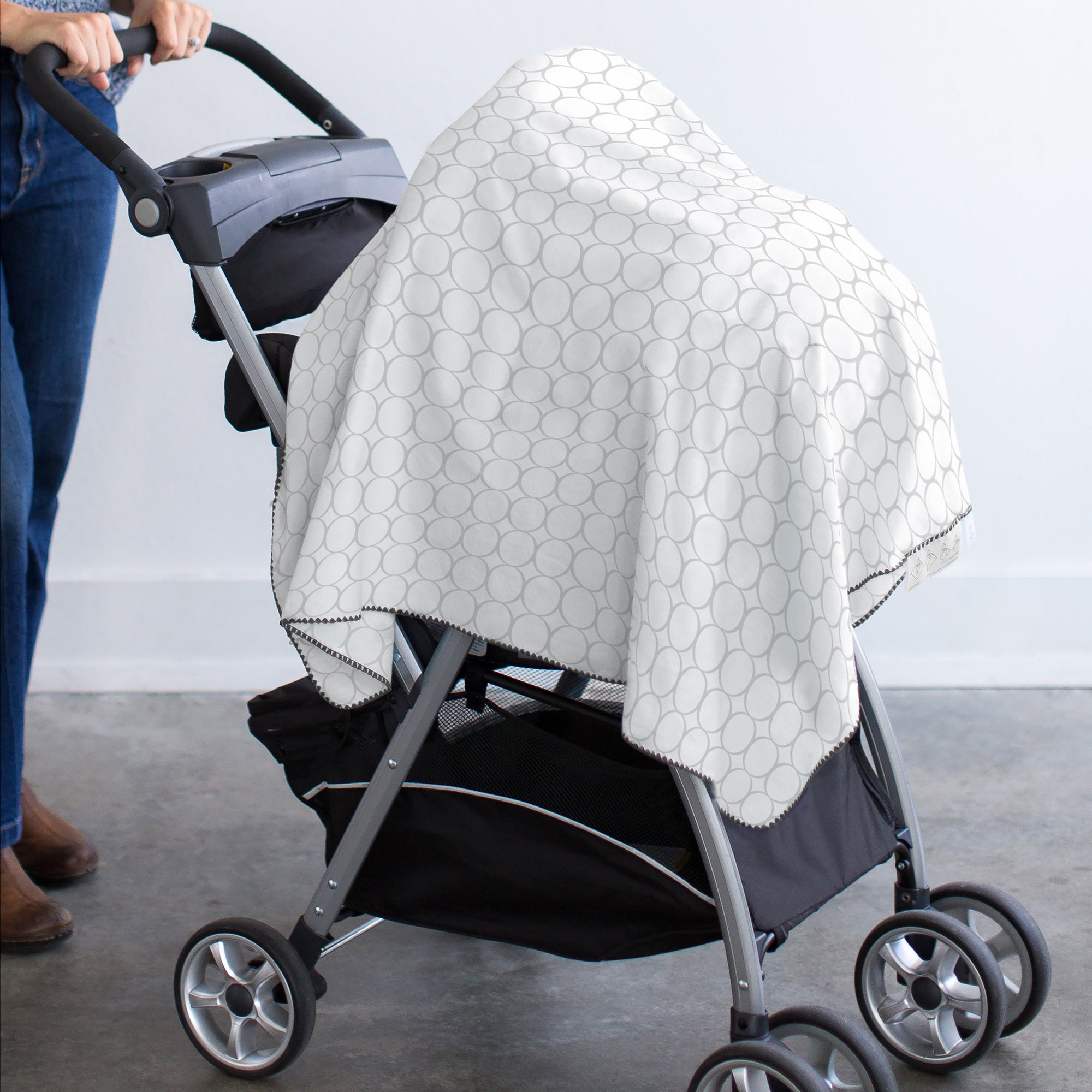 Ultimate Swaddle Blanket Mod Circles on White, Sterling SwaddleDesigns