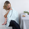 Ultimate Swaddle Blanket - Doggie & Star Ball on Pastel Blue with Dark Gray Trim