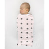 Ultimate Swaddle Blanket - Soft Black Pearl Big Dots on Soft Pink