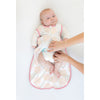 Soft Cotton Non-Weighted zzZipMe Sleeping Sack - Heavenly Floral, Pink with Touch of Gold Shimmer