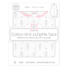 Soft Cotton Non-Weighted zzZipMe Sack - Tiny Bunnie, Pastel Pink