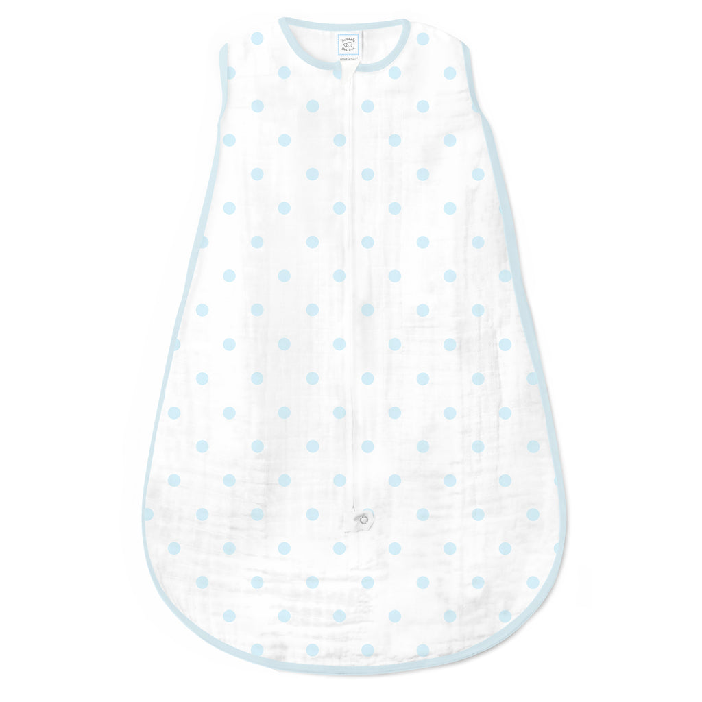 Muslin Non-Weighted zzZipMe Sack  - French Dots, Pastel Blue