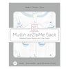 Muslin Non-Weighted zzZipMe Sack  - Little Ships, Pastel Blue