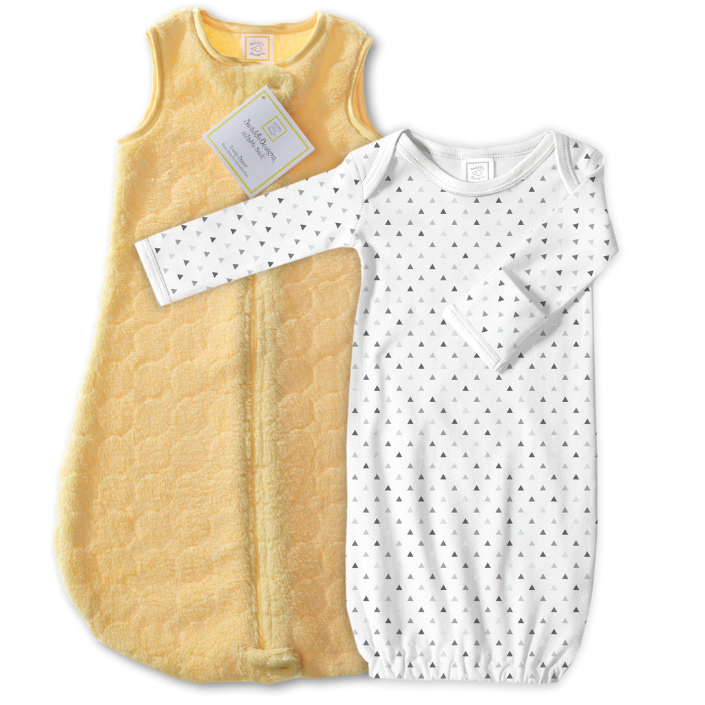 Cozy Puff Non-Weighted zzZipMe Sack + Pajama Gown Set, Yellow