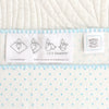 Ultimate Swaddle Blanket - Mod Circles on White, Pastel Blue with True Blue Trim
