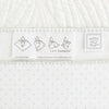 Ultimate Swaddle Blanket - Mod Circles on White, SeaCrystal with True Blue Trim