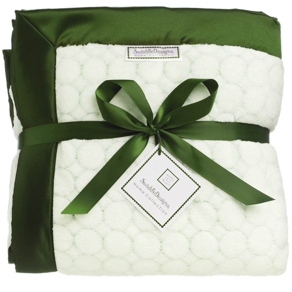 Adult Luxury Throw - Ivory Puff with Jewel Trim, Pure Green - Customized