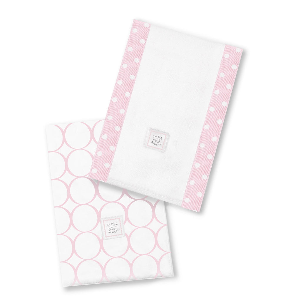 Baby Burpies - Mod Circles on White, Pastel Pink - Customized
