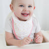 Muslin Bandana Bib - Tiny Triangles, Blues with Touch of Silver Shimmer