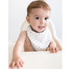 Muslin Bandana Bib - Tiny Triangles, Blues with Touch of Silver Shimmer