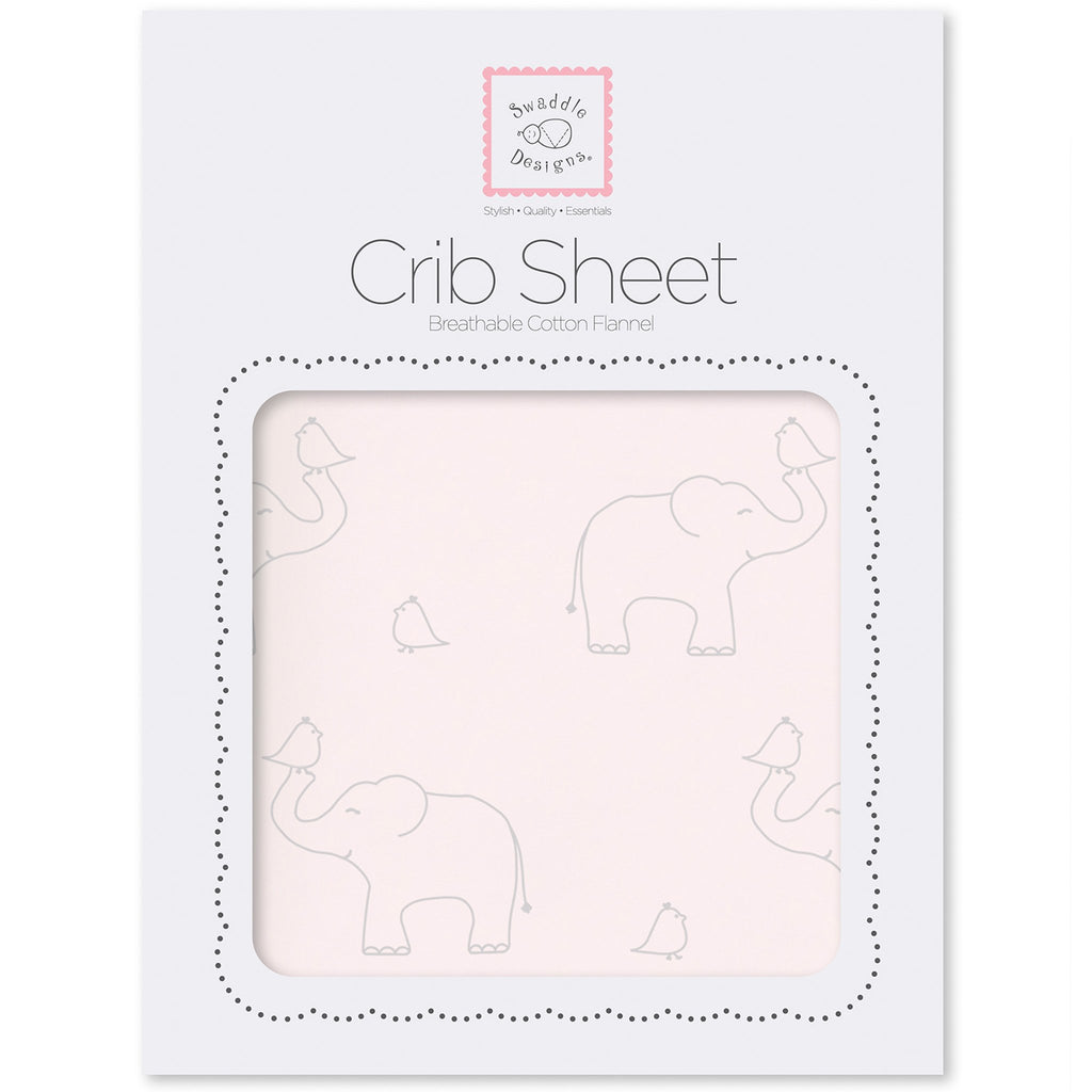 Flannel Fitted Crib Sheet - Sterling Deco Elephants