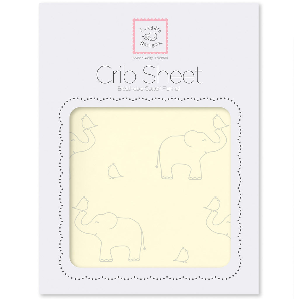 Flannel Fitted Crib Sheet - Sterling Deco Elephants