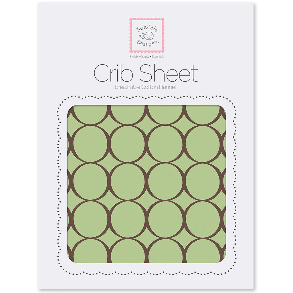 Fitted Flannel Crib Sheet - Brown Mod Circles