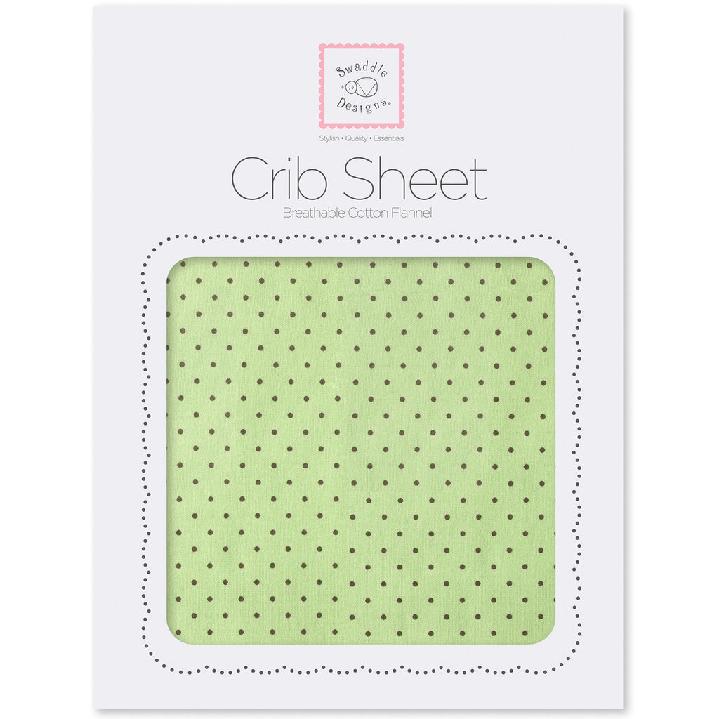Fitted Flannel Crib Sheet - Brown Polka Dots