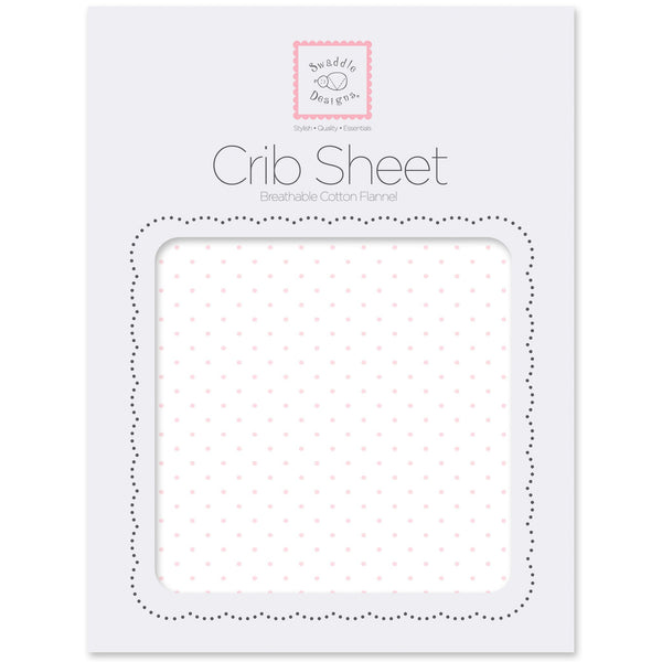 Flannel Fitted Crib Sheet - Polka Dots, Pastel Pink