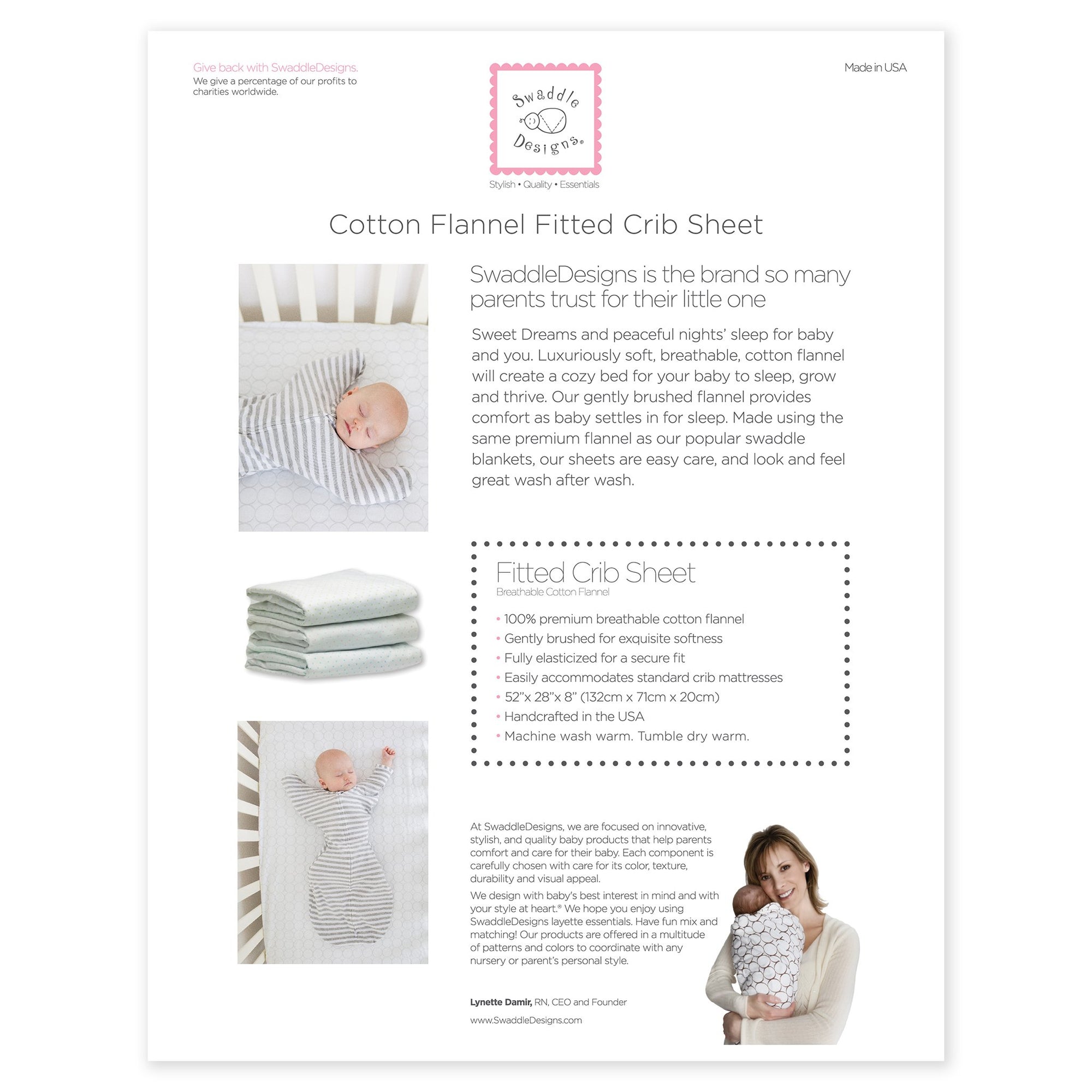 Flannel Fitted Crib Sheet Mod Circles on White, Kiwi SwaddleDesigns
