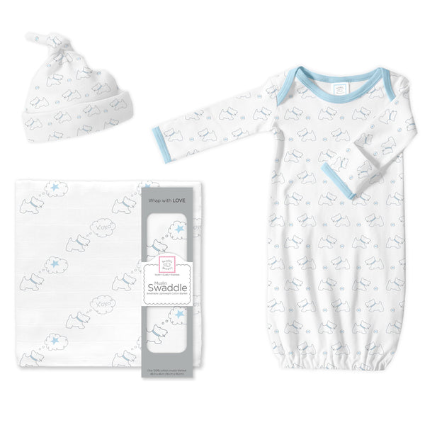 Muslin Swaddle, Gown and Hat - Gift Set