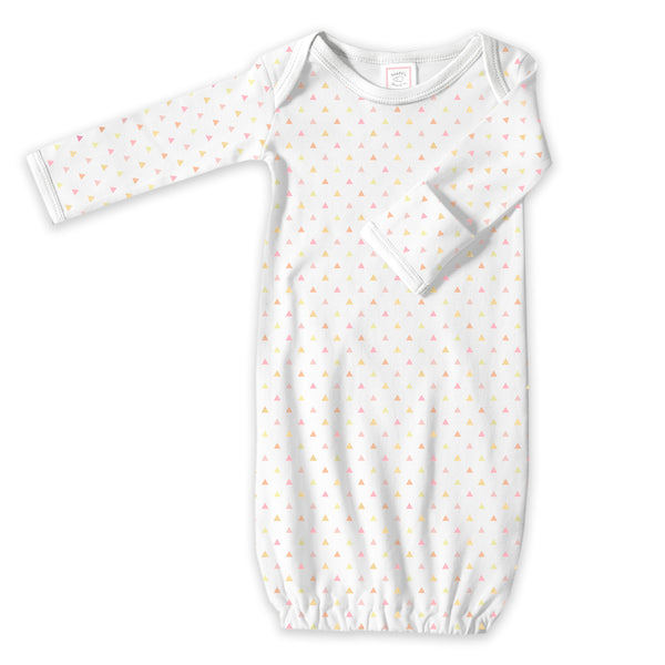 Cotton Knit Pajama Gown - Tiny Triangles Shimmer, Pink