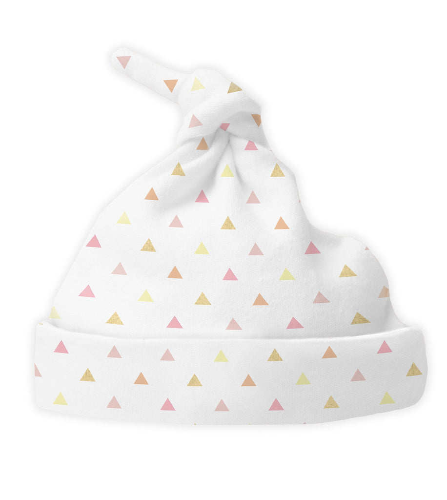 Small Triangle Hat Knotted Hat - Cotton Knit - Tiny Triangles in a Range of Pinks with a ...