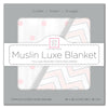 Muslin Luxe Blanket - 4-Layers of Incredibly Soft Muslin - Great for Toddler and Young Child, Reversible Design - Chevron, Pastel Pink