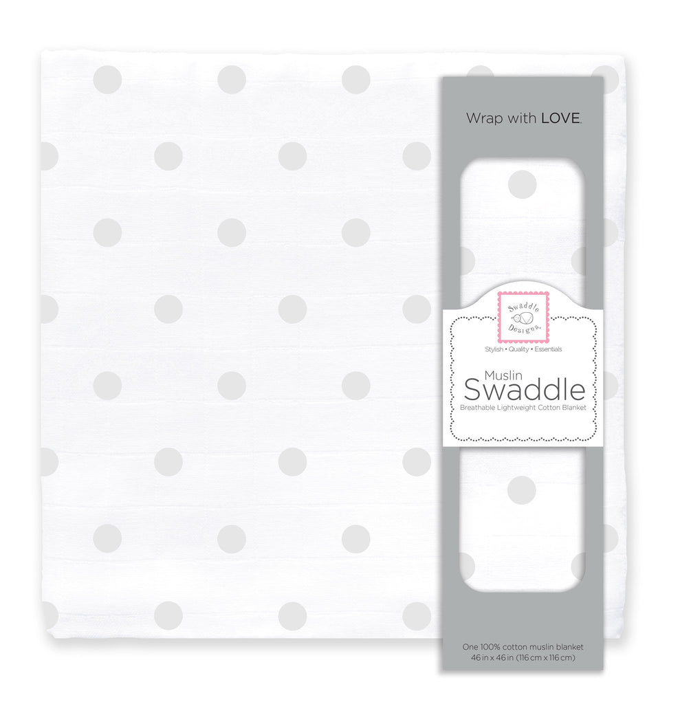 Muslin Swaddle Single - French Dots, Sterling