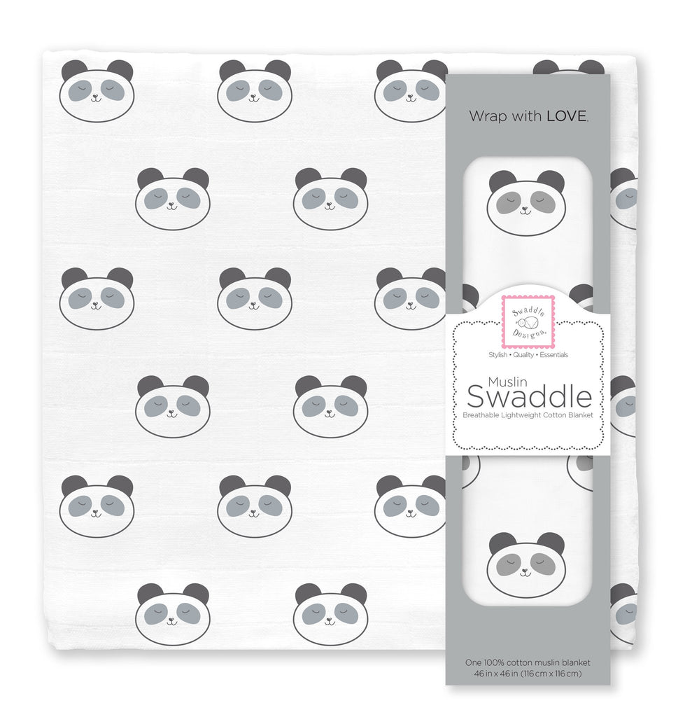 Muslin Swaddle Single - Panda Singles