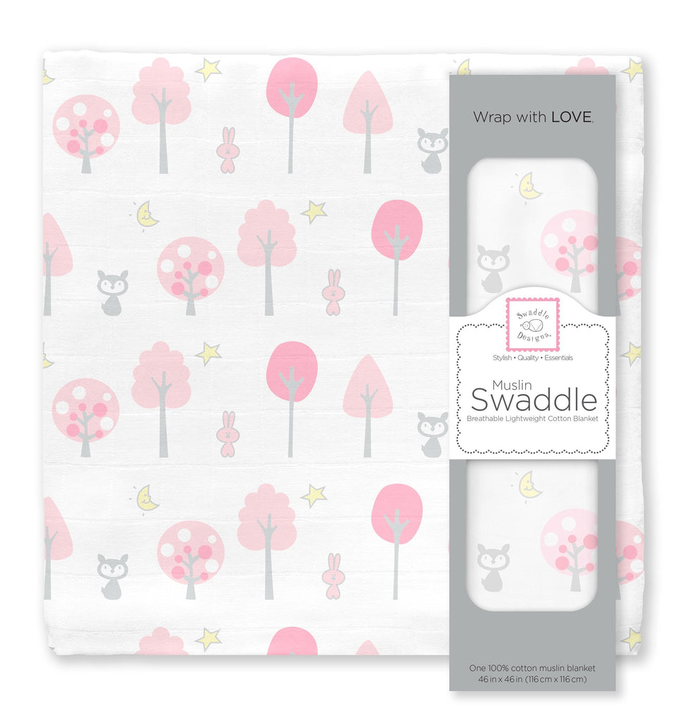 Muslin Swaddle Single - Pink Thicket Single
