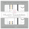 Muslin Swaddle Blankets - Gold and Graphite with Shimmer (Set of 4)