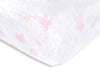 Muslin Fitted Crib Sheet - Butterflies - Pastel Pink