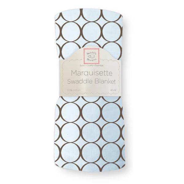 Summer Swaddle® - Pastel Blue with Brown Mod Circles