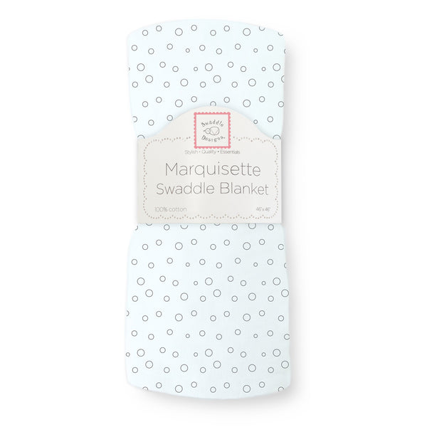 Marquisette Swaddle Blanket Bubble Dots Soft Black Pearl on Soft Bl SwaddleDesigns