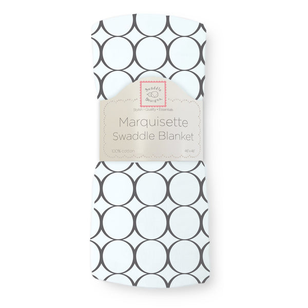 Marquisette Swaddle Blanket - Soft Black Mod Circles