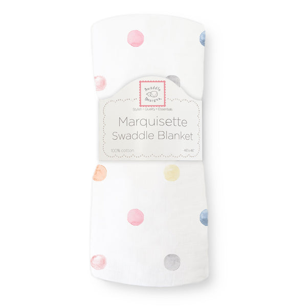 Marquisette Swaddle Blanket - Watercolor Multi Dots