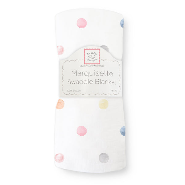 Marquisette Swaddle Blanket Watercolor Multi Dots