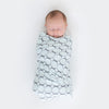 Marquisette Swaddle Blanket - Soft Black Pearl Mod Circles on White