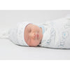 Muslin Swaddle Blanket and Hat Gift Set - Doggie, Pastel Blue, Newborn