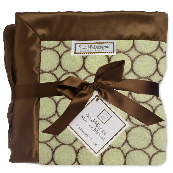 Stroller Blanket - Brown Mod Circles, Lime, Large, 30x40 inches