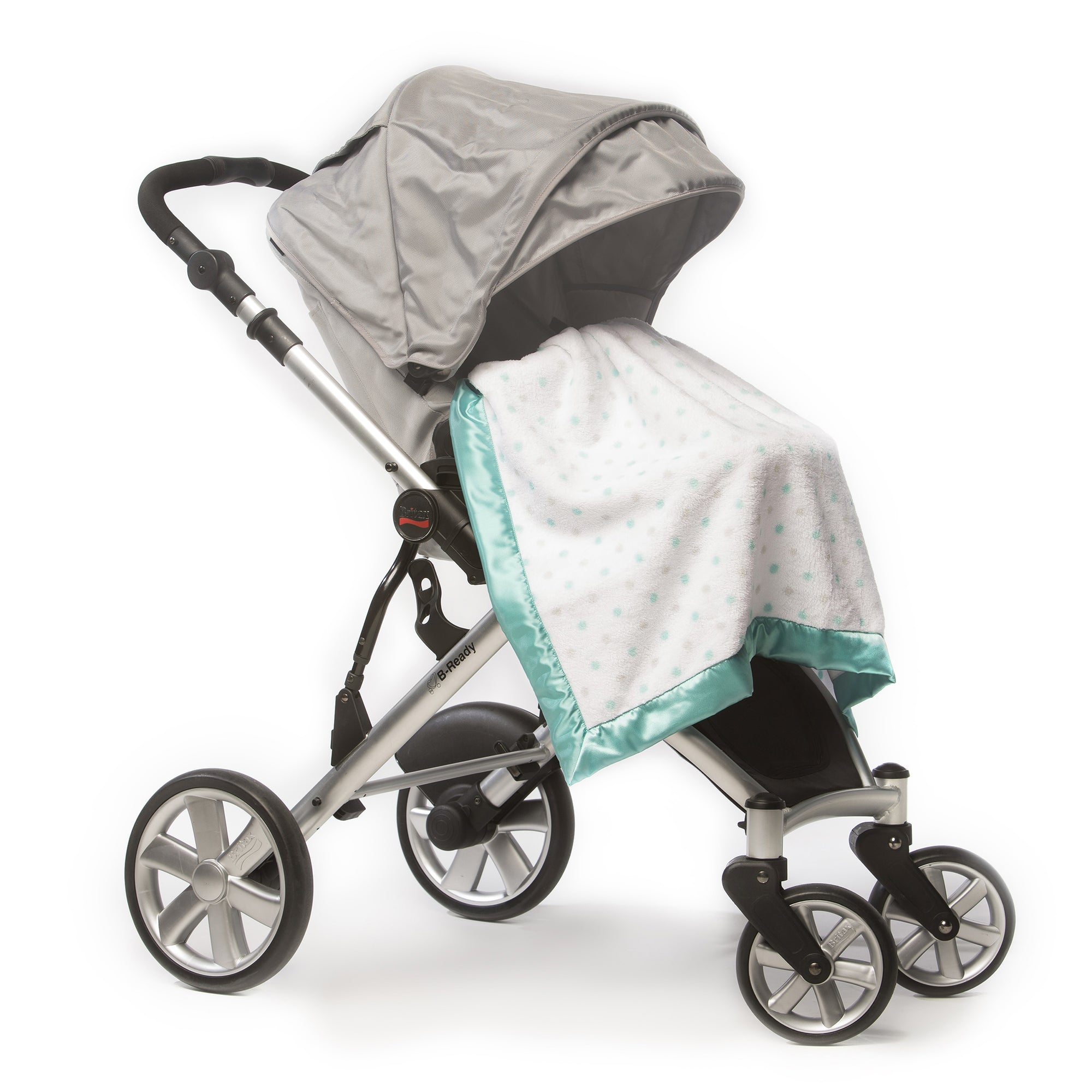 Stroller Blanket Pastel & Sterling Dots, Turquoise, Large, 30x40 inc