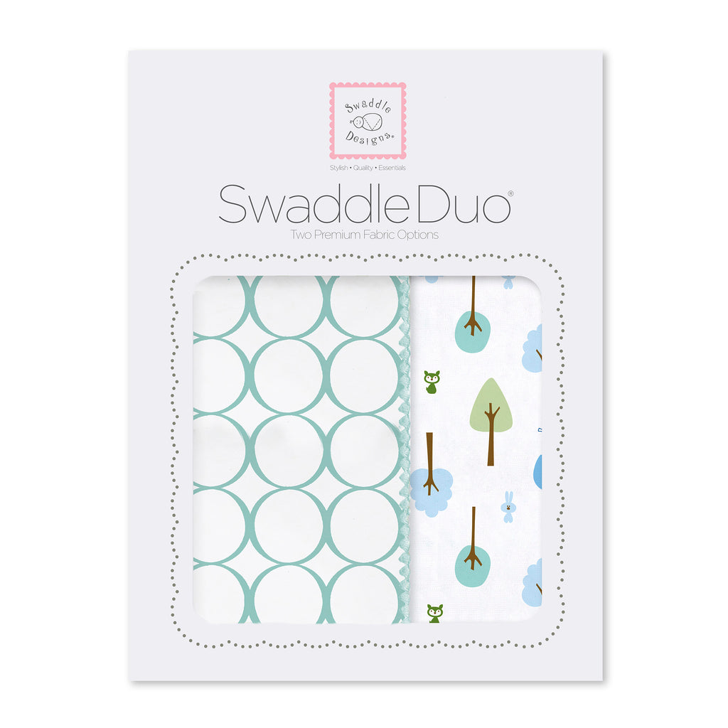 SwaddleDuo - Mod Circles + Cute & Calm, SeaCrystal
