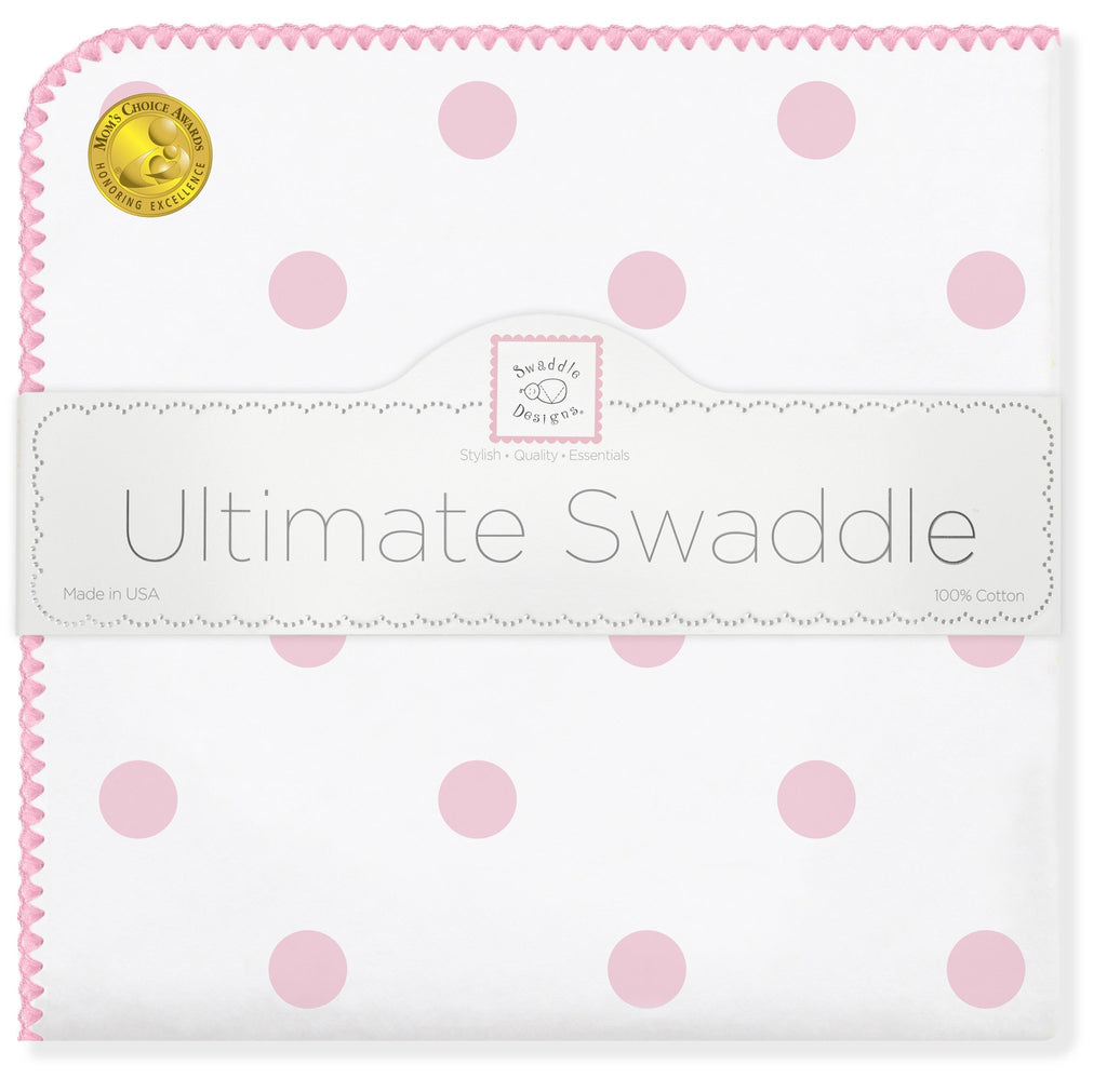 Ultimate Swaddle Blanket - Big Dots, Pink - Customized