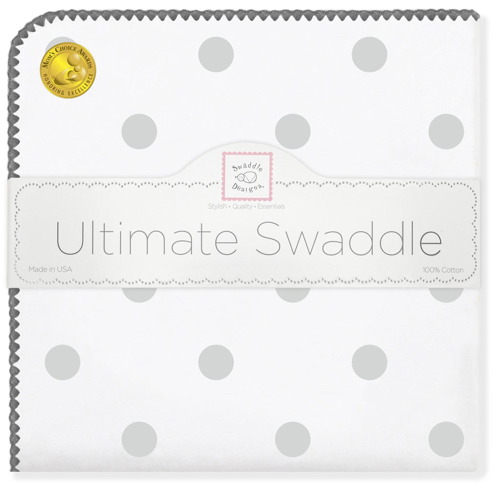 'Ultimate Swaddle Blanket - Big Dots, Sterling' - Customized