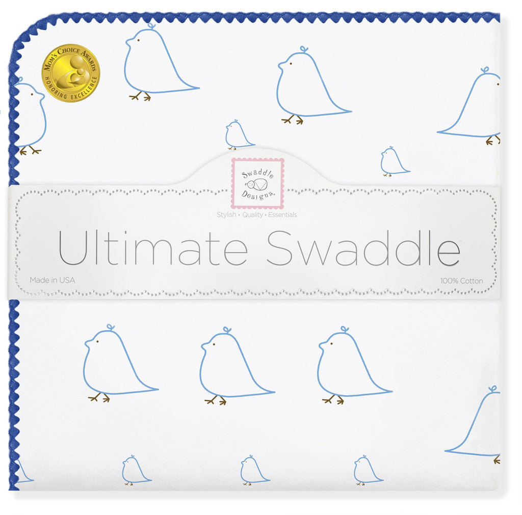 Ultimate Swaddle Blanket - Mama & Baby Chickies, Blue - Customized