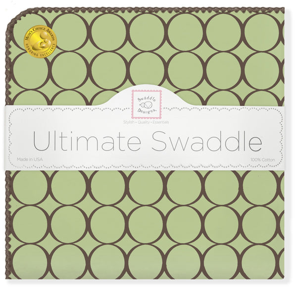 Ultimate Swaddle Blanket - Brown Mod Circles, Lime - Customized