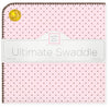 Ultimate Swaddle Blanket - Brown Polka Dots on Pastel Pink