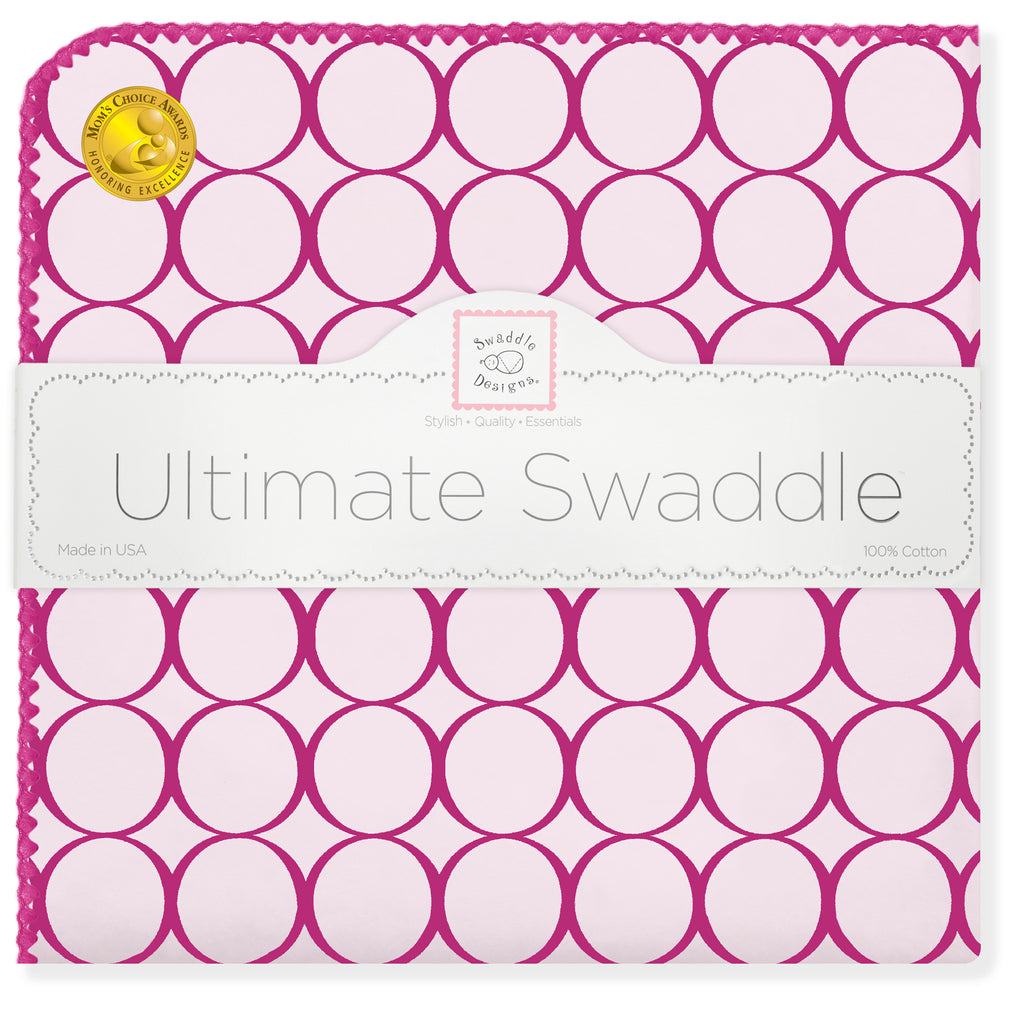 Ultimate Swaddle Blanket - Jewel Tone Mod Circles, Very Berry