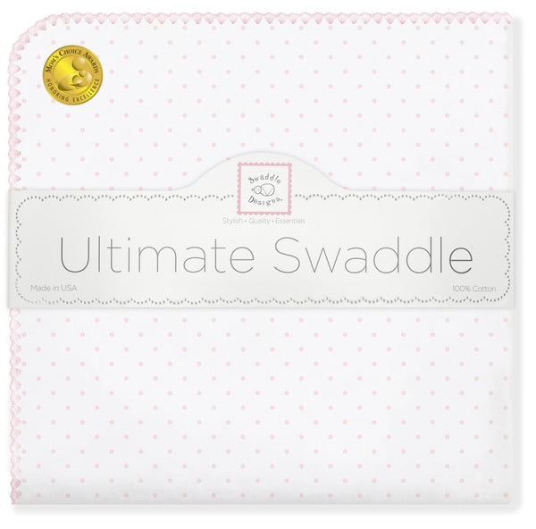 Ultimate Swaddle Blanket - Classic Polka Dots, Pastel Pink - Customized