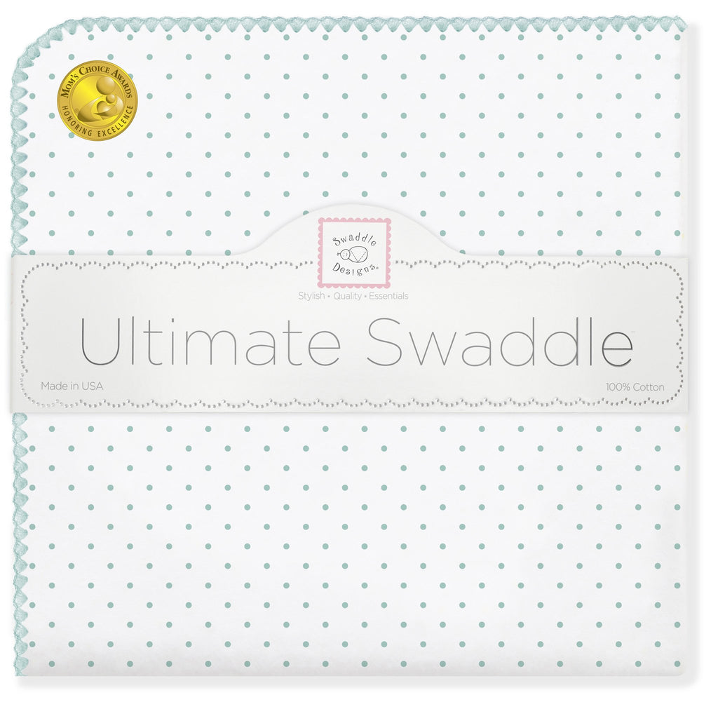 Ultimate Swaddle Blanket - Classic Polka Dots, SeaCrystal - Customized